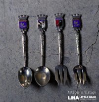 antique SOUVENIR SPOON & FORK 4pcs アンティーク スーベニアスプーン&フォーク 4本SET コーヒースプーン ティースプーン お土産 1940-60'ｓ 