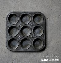 ENGLAND antique Baking Tin イギリスアンティーク ベーキングティンモールド 9穴  焼き型 菓子型 1940-50’ｓ