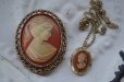 画像2: SALE【30%OFF】ENGLAND antique Brooch & Necklace 2pcs イギリスアンティーク ブローチ ネックレス カメオ 2個セット アクセサリー ヴィンテージブローチ コスチュームジュエリー 1960-80's  (2)