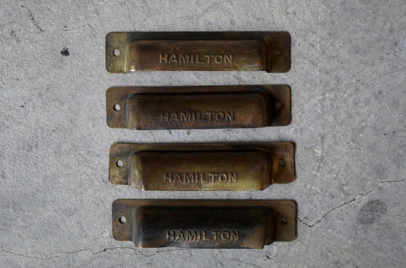 画像2: U.S.A. antique HAMILTON DRAWER PULLS 4pcs アメリカアンティーク ハミルトン プリンタートレイ ハンドル 4個セット 取手 ヴィンテージ 1920－1960's