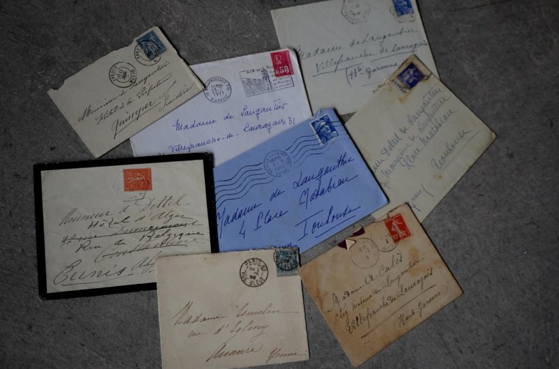 画像2: FRANCE antique LETTER 8pcs フランスアンティー レター 封筒 8枚セット  ヴィンテージ  ビンテージ 1910-1970's