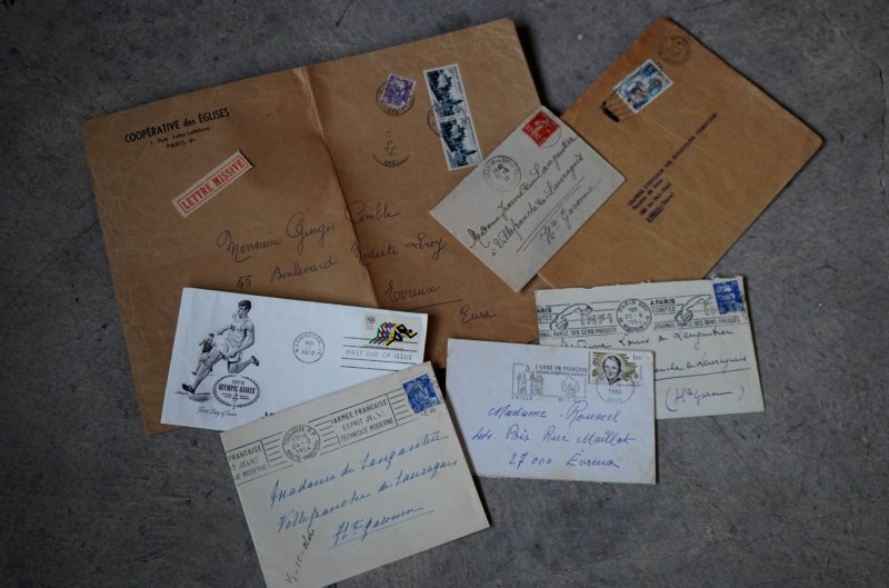 画像2: FRANCE antique LETTER 7pcs フランスアンティー レター 封筒 7枚セット  ヴィンテージ  ビンテージ 1910-1970's