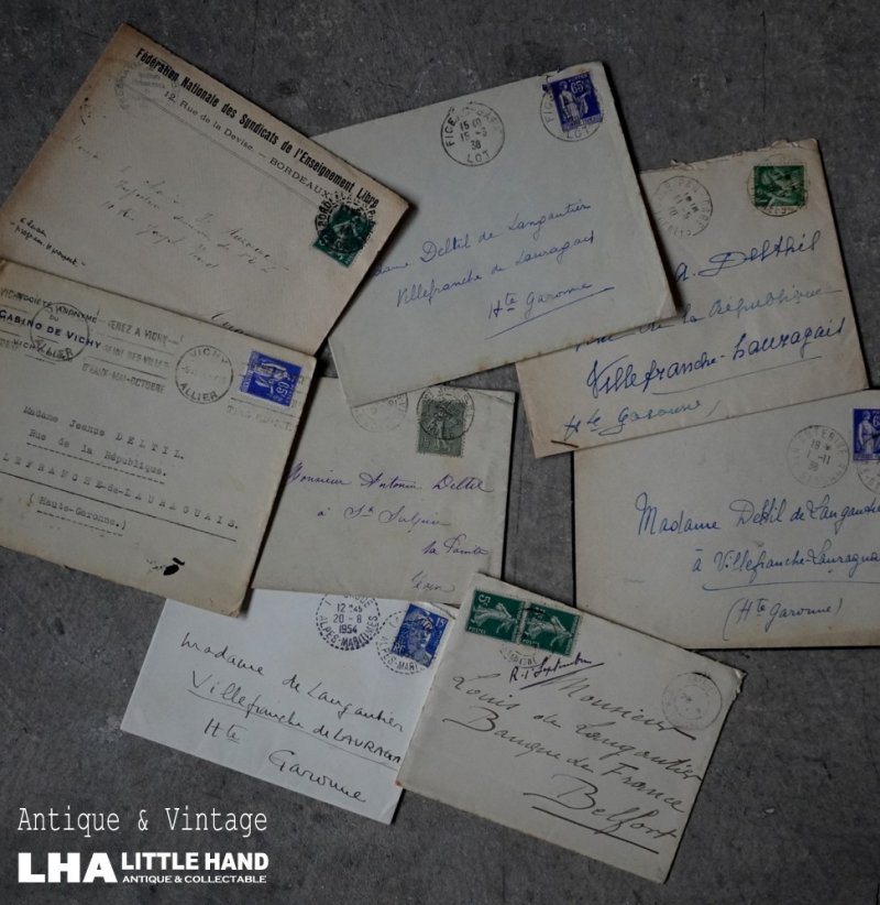 画像1: FRANCE antique LETTER 8pcs フランスアンティー レター 封筒 8枚セット  ヴィンテージ  ビンテージ 1910-1970's