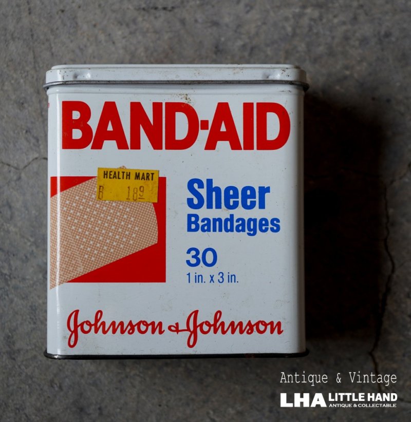 画像1: U.S.A. antique BAND-AID TIN アメリカアンティーク ジョンソン&ジョンソン BAND-AID バンドエイド缶 絆創膏 ヴィンテージ1983's 