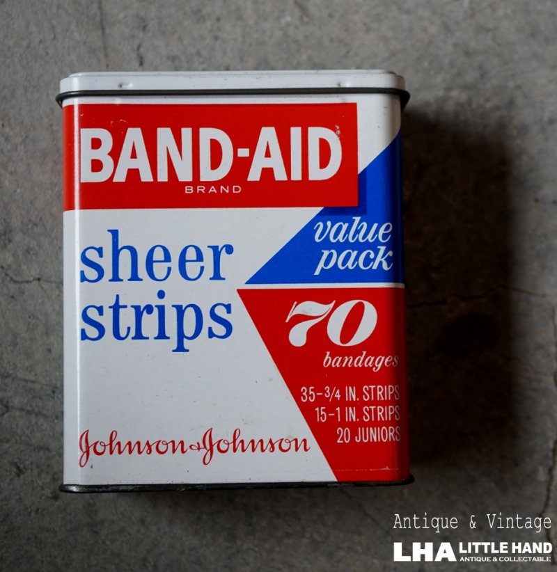 画像1: U.S.A. antique BAND-AID TIN アメリカアンティーク ジョンソン&ジョンソン BAND-AID バンドエイド缶 絆創膏 ヴィンテージ1970-80's 