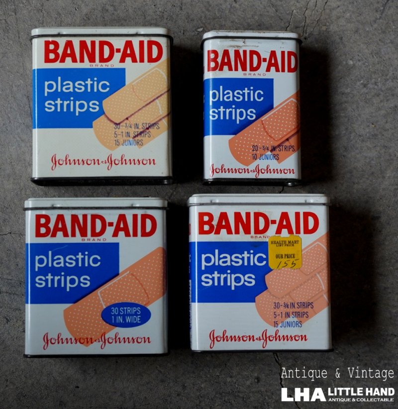 画像1: U.S.A. antique BAND-AID TINS 4pcs アメリカアンティーク ジョンソン&ジョンソン BAND-AID バンドエイド缶 4個SET 絆創膏 ヴィンテージ1970-80's 