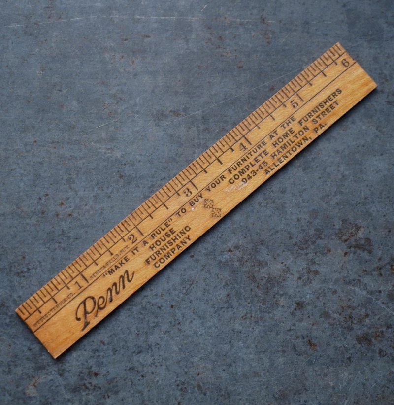 画像1: U.S.A. antique ADVERTISING RULER 6”  アメリカアンティーク アドバタイジング 木製ルーラー 広告入り 定規 ヴィンテージ 1940-60's