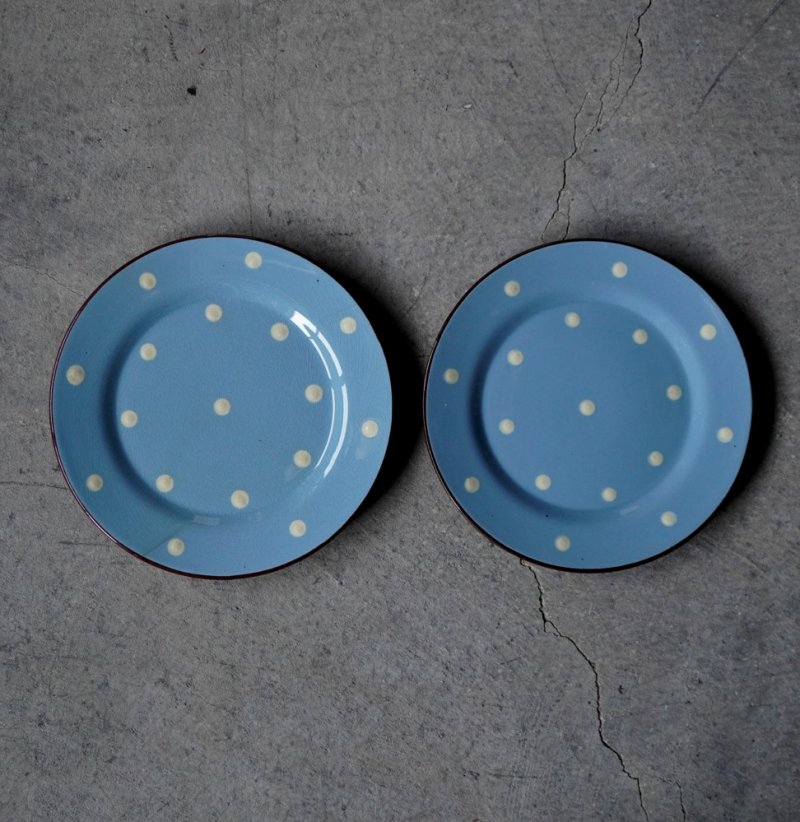 画像1: 【OUTLET】ENGLAND antique TORQUAY CAKE PLATE イギリスアンティーク トーキー ポルカドット ティープレート・ケーキプレート 2セット ヴィンテージ 1960-70's