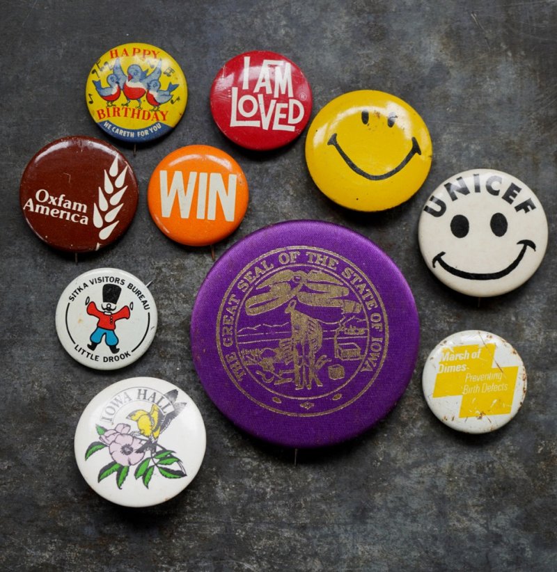 画像1: ENGLAND & U.S.A. antique BADGES 10pcs イギリス&アメリカアンティーク  ヴィンテージ 缶バッジ 10個セット 缶バッチ ビンテージ 1960-90's 
