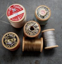 U.S.A. antique Wooden Spools アメリカアンティーク 木製スプール 糸巻き 糸 6個セット  ヴィンテージ 1950-70's