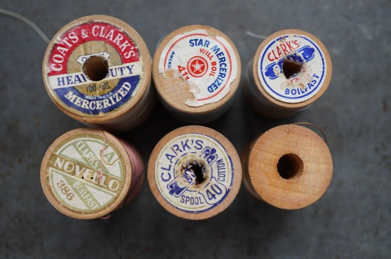 画像5: U.S.A. antique Wooden Spools アメリカアンティーク 木製スプール 糸巻き 糸 6個セット  ヴィンテージ 1950-70's