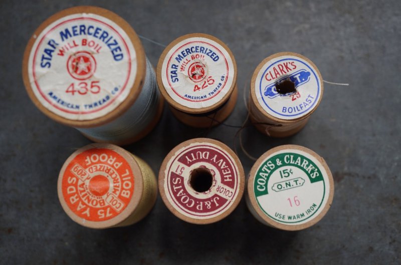 画像5: U.S.A. antique Wooden Spools アメリカアンティーク 木製スプール 糸巻き 糸 6個セット  ヴィンテージ 1950-70's