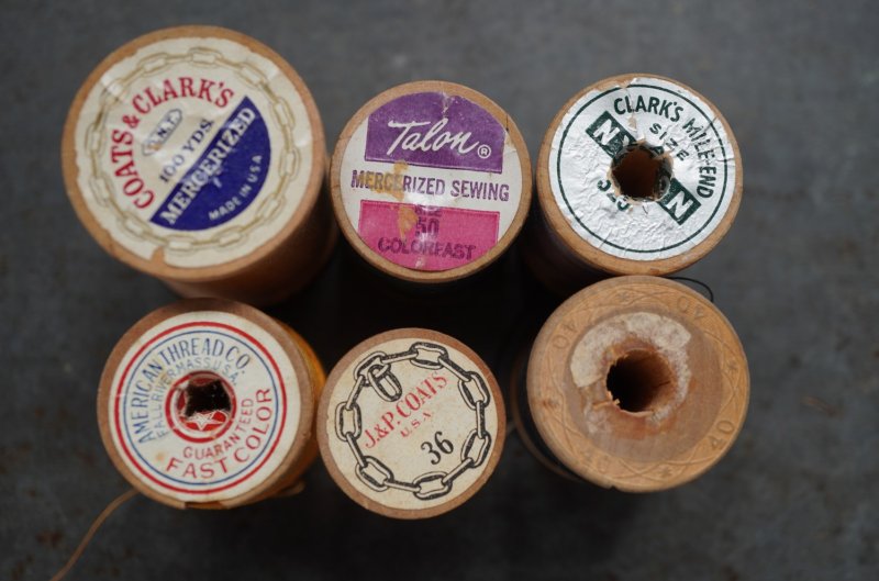 画像5: U.S.A. antique Wooden Spools アメリカアンティーク 木製スプール 糸巻き 糸 6個セット  ヴィンテージ 1950-70's