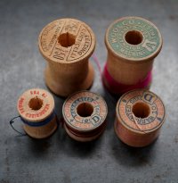 U.S.A. antique Wooden Spools アメリカアンティーク  英字ロゴ入 刻印入 木製スプール 糸巻き 糸 5個セット  ヴィンテージ 1920-40's