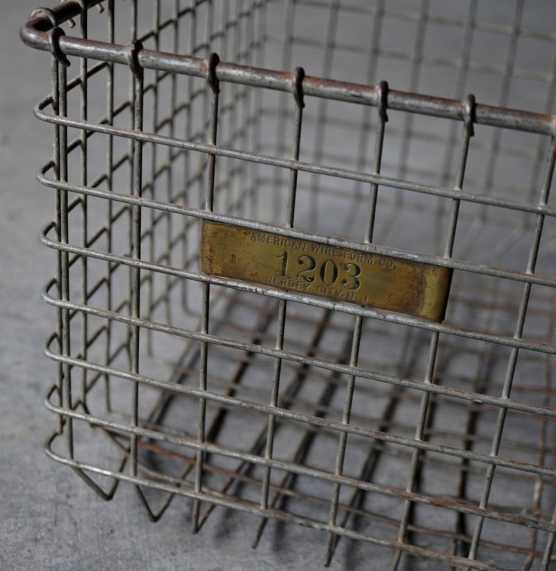 画像1: U.S.A. antique Wire Basket アメリカアンティーク AMERICAN WIRE FORM CO. ナンバータグ付き ワイヤーバスケット 1940-50's 
