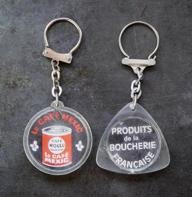 画像1: FRANCE antique FRENCH KEYRING 2pcs フランスヴィンテージ フレンチキーホルダー 2個SET 1960-70's 