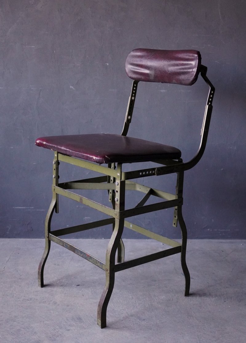 画像1: U.S.A. antique INDUSTRIAL STOOL CHAIR アメリカアンティーク インダストリアル スツール チェア 椅子 工業系 ビンテージ  ヴィンテージ 1920-40's