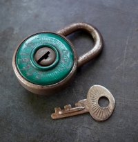FRANCE antique PADLOCK with KEY フランスアンティーク パドロック 鍵付 ヴィンテージ 南京錠 1950-70's