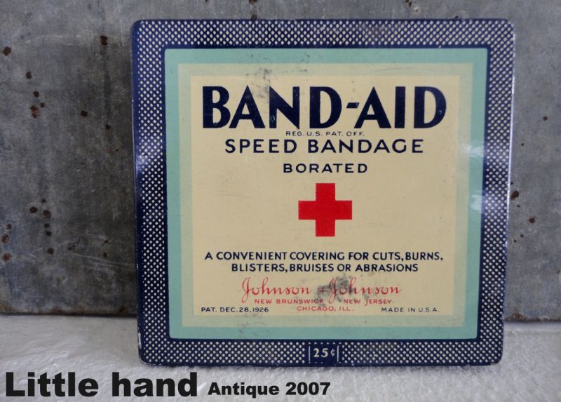 RARE】 USA antique ジョンソンジョンソン BAND-AID バンドエイド缶 1926's - LITTLE HAND ANTIQUE  【LHA】
