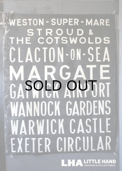 画像1: ENGLAND antique BUS ROLL SIGN 1964's バスサイン H99cm 行先回転案内標示 バスロールサイン　 (1)