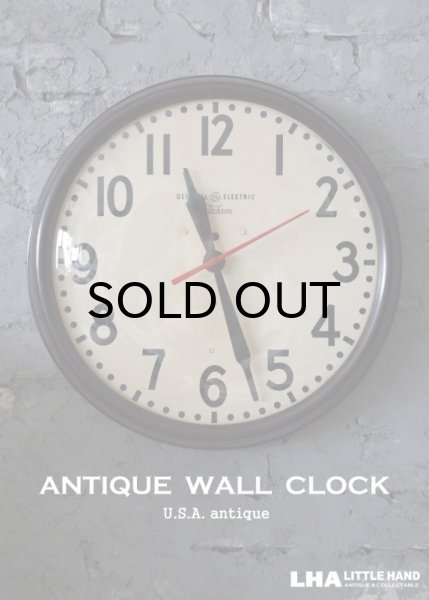 画像1: U.S.A. antique GENERAL ELECTRIC×Telechron  wall clock GE ゼネラル エレクトリック ×テレクロン 掛け時計 クロック 特大45cm 1950-60's (1)