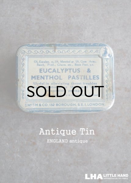 画像1: ENGLAND antique EUCALYPTUS & MENTHOL PASTILLES TIN ブリキ缶 1930-50's (1)