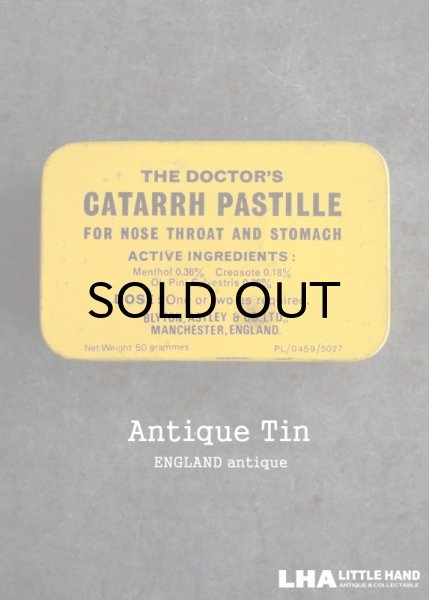 画像1: ENGLAND antique CATARRH PASTILLE TIN ブリキ缶 1950-70's (1)