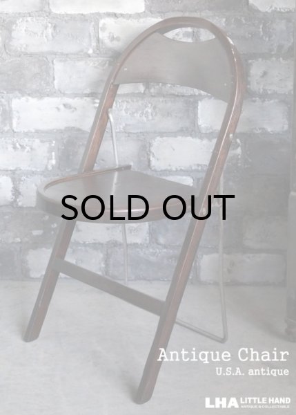 画像1: U.S.A. antique STAKMORE FOLDING CHAIR NEW YORK フォールディングチェア 折りたたみ椅子 1925's (1)