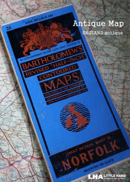 画像1: ENGLAND antique BARTHOLOMEW'S MAP [NORFOLK地方] アンティーク マップ 地図1946's (1)
