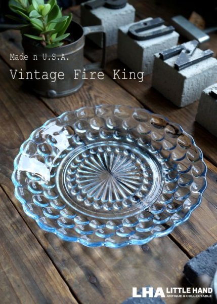 画像1: 【Fire-king】 ファイヤーキング サファイヤブルー バブル ブレッド＆バタープレート 1941-68's (1)
