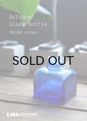画像:  【RARE】ENGLAND antique イギリスアンティーク インクボトル コバルトブルー ガラスボトル 瓶 1890－1910's
