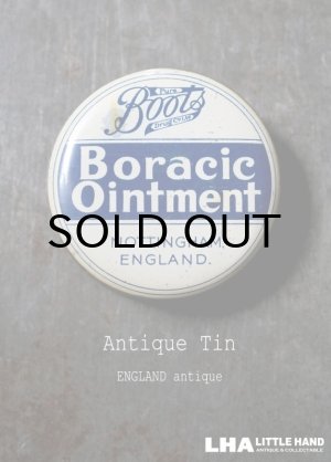 画像: ENGLAND antique イギリスアンティーク Boots Boracic Ointment ティン缶 6cm ブリキ缶 1930's