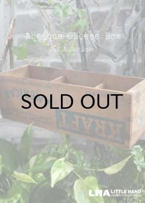 画像: USA antique アメリカアンティーク KRAFT クラフト 木製 チーズボックス 仕切り入 5LBS 木箱 WOOD BOX 1920-40’ｓ