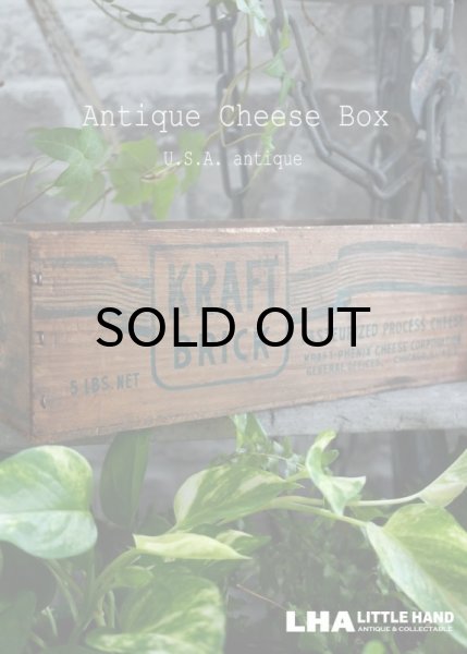 画像1: USA antique アメリカアンティーク KRAFT クラフト 木製 チーズボックス 5LBS 木箱 WOOD BOX 1920-40’ｓ (1)