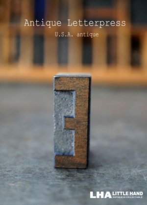 画像: U.S.A. antique アメリカアンティーク 木製プリンターブロック【E】 Ｈ3.4ｃｍ スタンプ はんこ 数字 1900-40's 