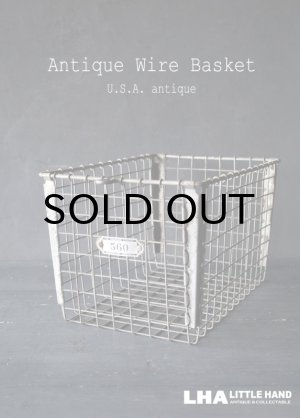 画像: U.S.A. antique Wire Basket アメリカアンティーク THE WASHBURN COMPANY ナンバータグ付き ワイヤーバスケット 1940-50's 