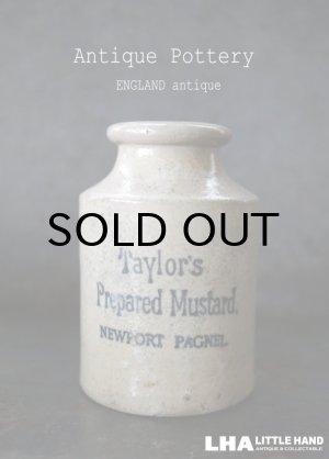 画像: ENGLAND antique イギリスアンティーク Taylor's マスタード 陶器ポット（Mサイズ） 陶器ボトル 1900's