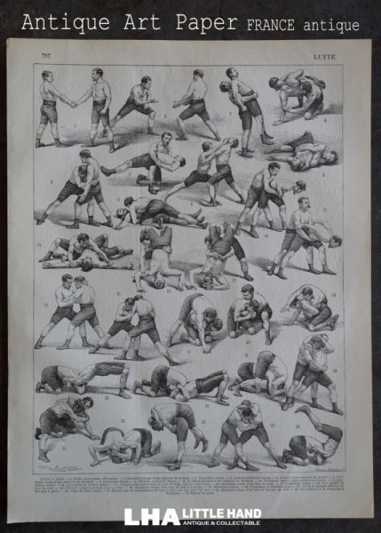 画像1: FRANCE antique ART PAPER  フランスアンティーク 辞書・図鑑の1ページ ［戦い］ 描画 アンティークアート 1900's (1)