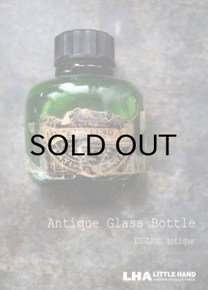 画像: ENGLAND antique イギリスアンティーク ラベル・キャップ付き ガラスボトル H6cm ガラス瓶 1930-40's