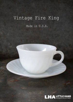 画像: 【Fire-king】 ファイヤーキング ホワイト スワール カップ＆ソーサー C&S 1951-60's