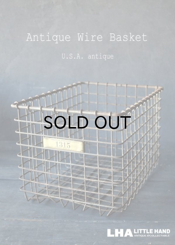 画像1: U.S.A. antique Wire Basket アメリカアンティーク AMERICAN WIRE FORM CO. ナンバータグ付き ワイヤーバスケット 1940-50's 