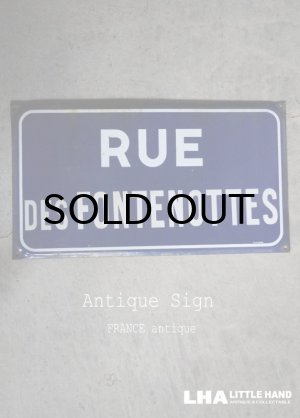 画像: FRANCE antique フランスアンティーク 素敵な街並みに飾られていた ホーローストリートサイン RUE 看板 標識 1930-40's 
