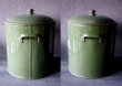 画像2: 【RARE】ENGLAND antique FLOUR BIN イギリスアンティーク 渋いダークグリーン 大きな ホーロー フラワー缶 花文字・リベット留め ラージサイズ FLOUR 1920's (2)