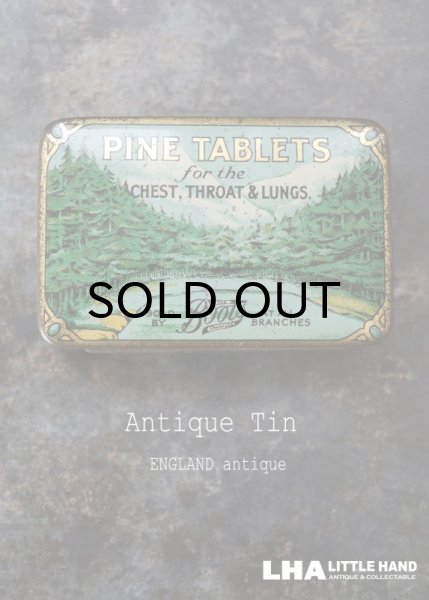 画像1: ENGLAND antique イギリスアンティーク Boots PINE TABLETS ティン缶 ブリキ缶 1920-30's (1)