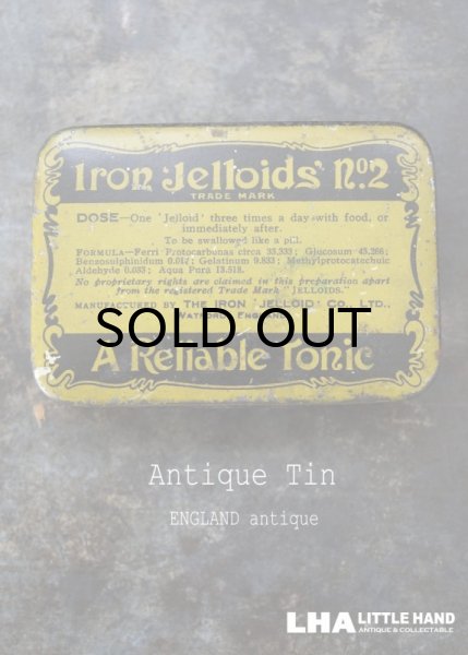 画像1: ENGLAND antique イギリスアンティーク A Relliable tonic ティン缶 ブリキ缶 1920-30's (1)