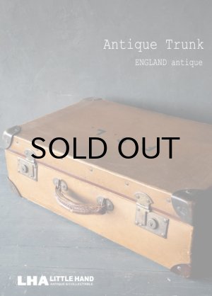 画像: ENGLAND antique イギリスアンティーク ロゴ入り トランク・スーツケース バッグ ブラウン 茶 ヴィンテージ　1920's