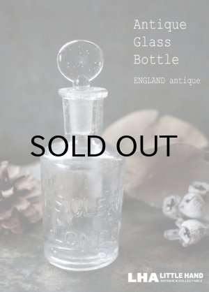 画像: 【RARE】 ENGLAND antique イギリスアンティーク LONDON ロゴ入り 蓋付ガラスボトル 香水瓶 1900's
