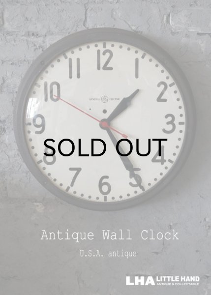 画像1: U.S.A. antique GENERAL ELECTRIC wall clock GE アメリカアンティーク ゼネラル エレクトリック 掛け時計 ヴィンテージ スクール クロック 特大45cm 1940's (1)