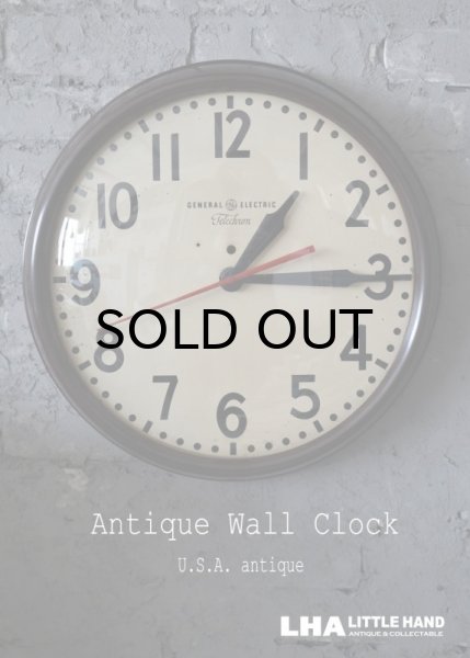 画像1: U.S.A. antique GENERAL ELECTRIC×Telechron  wall clock GE アメリカアンティーク ゼネラル エレクトリック ×テレクロン 掛け時計 ヴィンテージ スクール クロック 特大45cm 1940-50's (1)