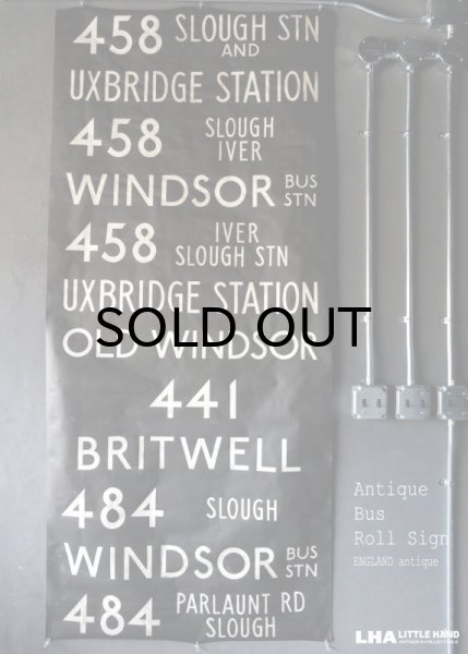 画像1: 【RARE】ENGLAND antique BUS ROLL SIGN 1975's イギリスアンティーク バスサイン H204.5xW91cm ヴィンテージ バスロールサイン 行先回転案内標示　 (1)